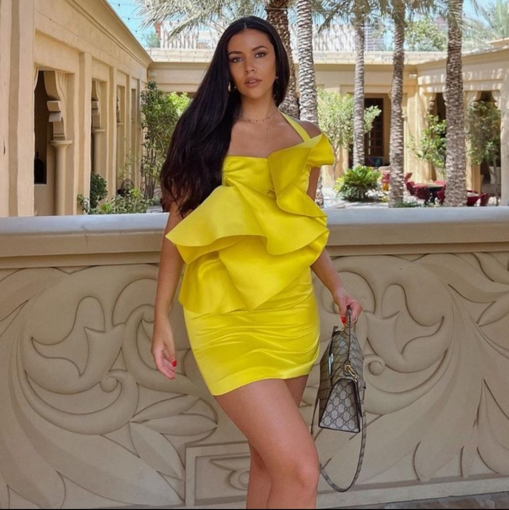 Zara Yellow Ruffle Mini Dress - Picture 7 of 15